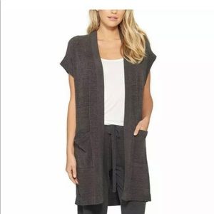 Barefoot Dreams CozyChic Ultra Lite Women's Sleeveless Brown Cardigan Size S